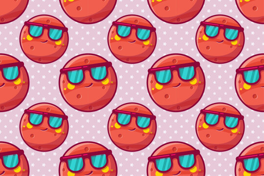 cool mars planet character seamless pattern vector illustration 