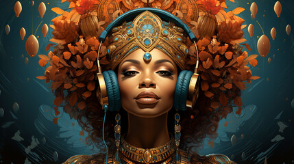Afrofuturist illustration of woman UHD wallpaper Stock Photographic Image
