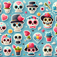 Day of the Dead flat pattern design