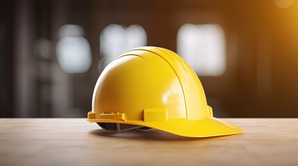 Yellow construction helmet