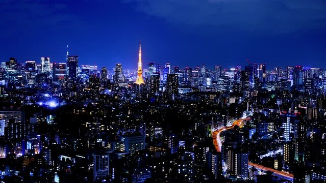 Tokyo Night View Timelapse - Tokyo Tower, Roppongi, Minato ward area city night view