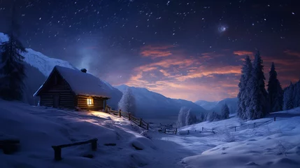 Foto op Plexiglas winter landscape in the mountains © deividas
