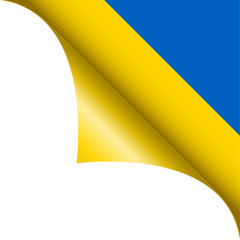 Ukrainian flag curled corner