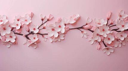 Light pink background with cherry blossom flowers