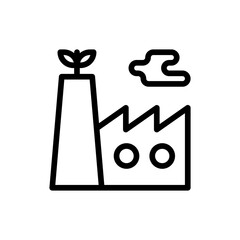 Eco industry green city icon with black outline style. industry, eco, energy, environment, ecology, green, renewable. Vector Illustration