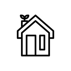 Eco house green city icon with black outline style. house, home, eco, ecology, energy, concept, environment. Vector Illustration
