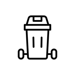 Dustbin green city icon with black outline style. waste, dustbin, garbage, trash, bin, rubbish, recycle. Vector Illustration