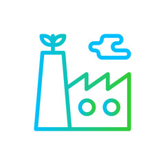 Eco industry green city icon with blue and green gradient outline style. industry, eco, energy, environment, ecology, green, renewable. Vector Illustration