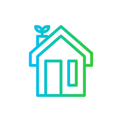 Eco house green city icon with blue and green gradient outline style. house, home, eco, ecology, energy, concept, environment. Vector Illustration