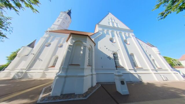 Cathedral of Saints Peter and Paul in Siauliai, Lithuania. Wide Angle Slomo Footage.