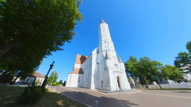 Cathedral of Saints Peter and Paul in Siauliai, Lithuania. Wide Angle Slow Motion Footage.