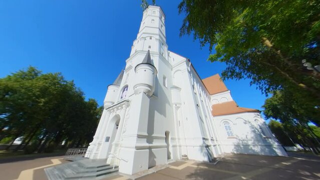 Cathedral of Saints Peter and Paul in Siauliai, Lithuania. Wide Angle Slow Motion Footage