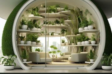 Eco-friendly living space made of plants, ideal for urban environments. Generative AI