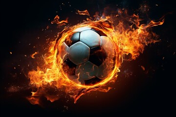 burning soccer ball. Generative AI