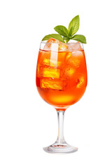 Alcoholic Aperol Spritz Cocktail in glass on a white background PNG