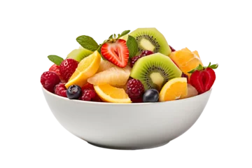 Tuinposter Healthy fresh fruit salad in a bowl on a white background PNG © JetHuynh
