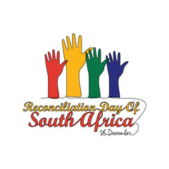 One continuous line drawing of Reconciliation Day of South Africa on December 16th. South Africa National Day design in simple linear style. Reconciliation Day of South Africa design concept vector .