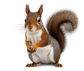 Obraz premium Squirrel on a Clean Plain White Background - Adorable Wildlife Close-Up
