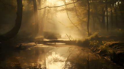 misty forest in the morning