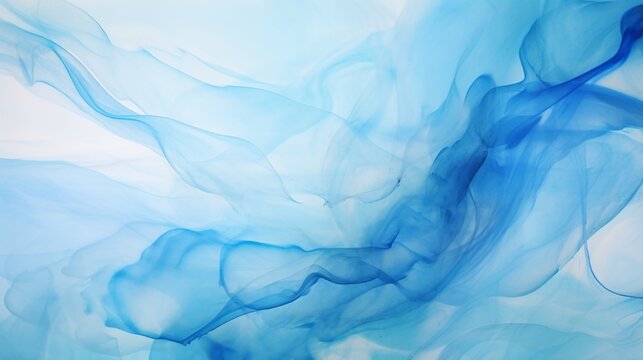 High resolution beautiful painting background. Fluid art, alcohol ink mixture of colors creating transparent waves and swirls. Perfect for posters, cards, other materials. Sky blue dreamy design.