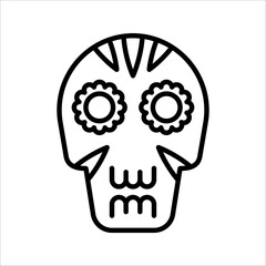 Mexican sugar skull, Dia de los Muertos icon vector illustration on white background