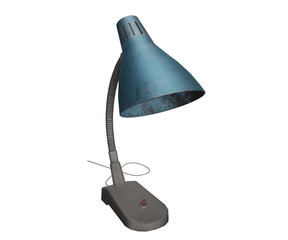 3d rendering blue rusty desk lamp