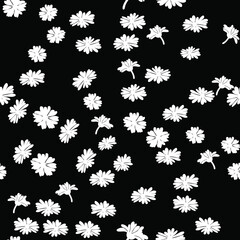 seamless small vector flower design on black background