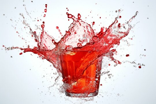 Soda splash picture, plain backdrop. Generative AI
