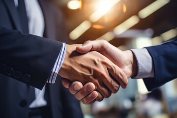 Handshake of two business men closing a successful deal for selling and buying - obrazy, fototapety, plakaty
