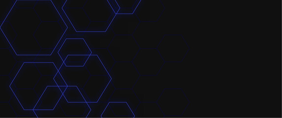 Obraz premium glowing neon hexagon geometric shape vector illustration good for background, poster, party, event
