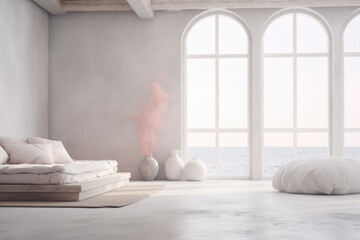 Fototapeta na wymiar Minimalistic interior design concept with clean modern furniture in the style of minimalism