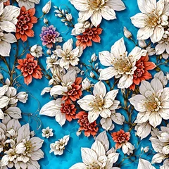 Fotobehang Seamless patterns Delphinium flowers © sarnti