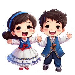 traditional,couple,cute little boy and girl,girl,boy,Korean Traditional costumbed boy and girl,Koreanboy and girl,child, boy, cartoon, people, children, kids, kid, drawing, woman, smile, girls, vector