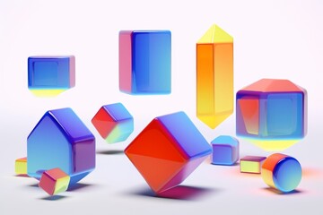 Colorful geometric shapes, 3d render, Generative AI