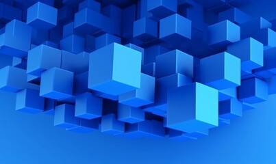 Abstract 3d animation, geometric background design with blue cubes, 4k seamless, Generative AI