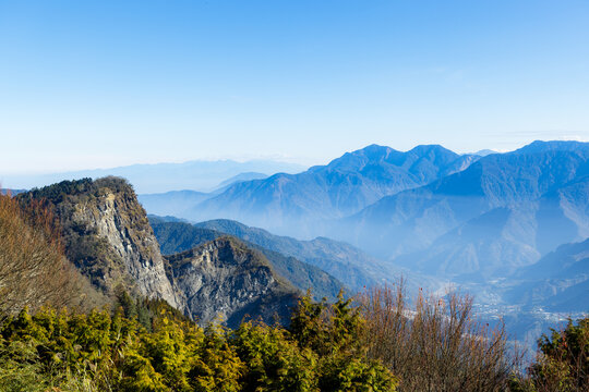 Beautiful Taiwan Alishan mountain range landscape