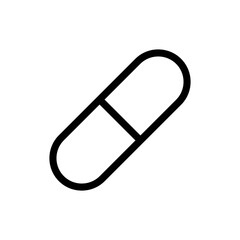 Medicine Capsule - Line Icon - Vector : Medical Theme, Pharmaceutical Theme, Healthcare Theme, Infographics and Other Graphic Related Assets. 