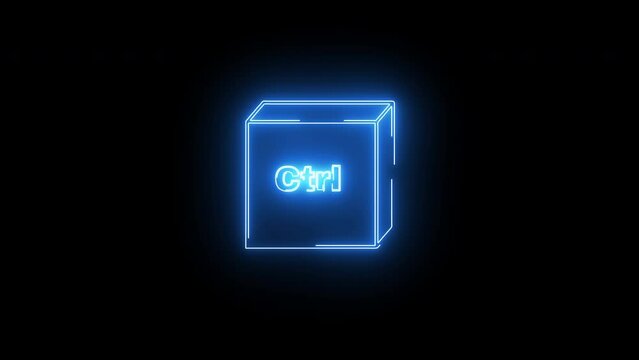 Animation of the CTRL button icon with a neon saber effect