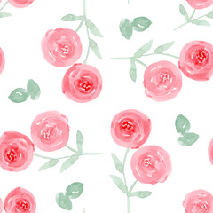 Red Rose Floral Repeat Seamless Pattern