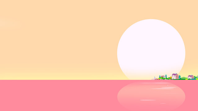 ピンクに染まる日の出の年賀素材03