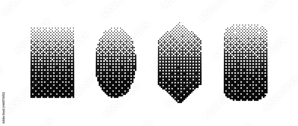 Aufkleber geometric shapes bitmap set. dither gradient forms collection. oval, rectangles, diamond elements de