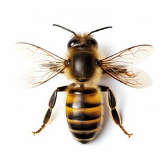 honey bee topview isolated on white background cutout, Generative AI
