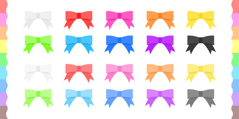 カラフルな20色のリボンのセット - プレゼントや推し活や応援グッズの推し色のイメージ