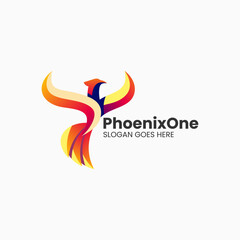 Vector Logo Illustration Bird Gradient Colorful Style