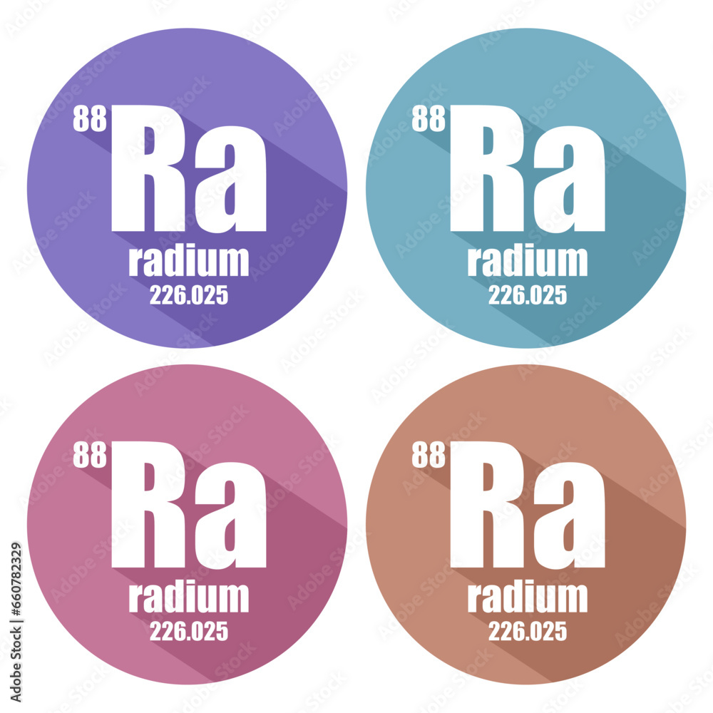 Wall mural Radium chemical element. Sign with atomic number and atomic weight with long shadows. Chemical element of periodic table. - Wall murals