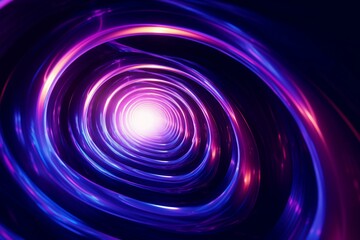 Abstract neon tunnel with vibrant curves of purple, blue, and pink. Generative AI