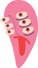 Funny bizarre alien with tree eyes. Illustration in a modern childish hand-drawn style