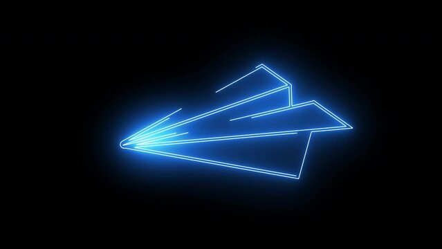 Animated paper airplane icon with neon saber effect