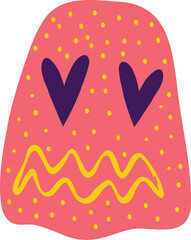 A bizarre strange demon with a funny lovely creepy face. Illustration in a modern childish hand-drawn style for Halloween