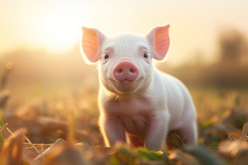 Portrait of a cute piglet